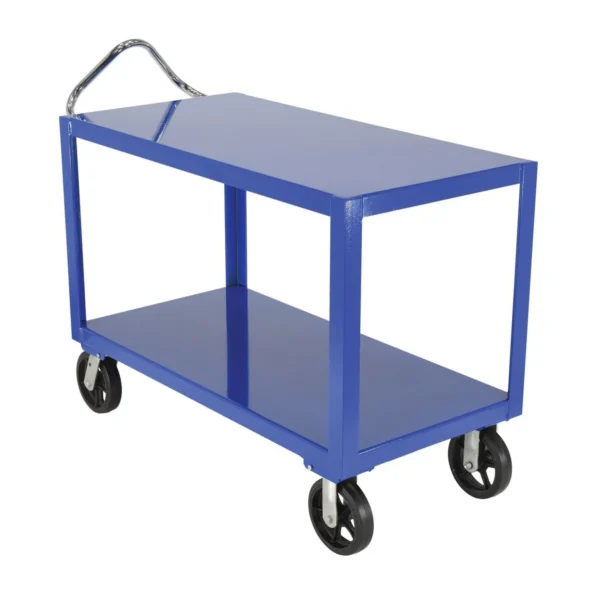 Steel Ergo Handle Cart 24 In. x 48 In. Platform 2400 Lb. Capacity Blue
