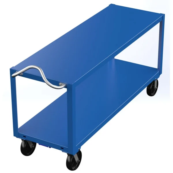 Steel Heavy Duty Ergo Handle Cart 24 In. x 72 In. Platform 4000 Lb. Capacity Blue