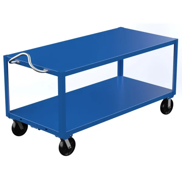 Steel Heavy Duty Ergo Handle Cart 34 In. x 72 In. Platform 4000 Lb. Capacity Blue