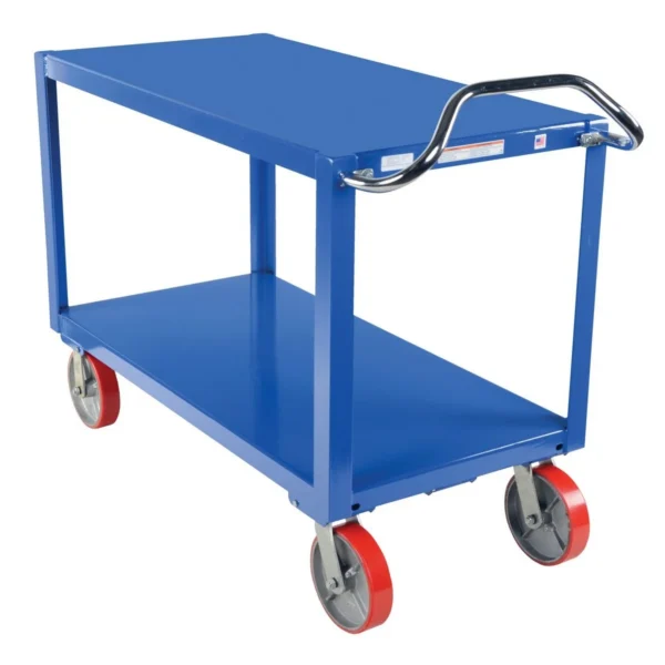 Steel Ergo Handle Cart with Poly Casters 45 In. x 45 In. x 39 In. 24 In. x 48 In. Platform 3600 Lb. Capacity Blue