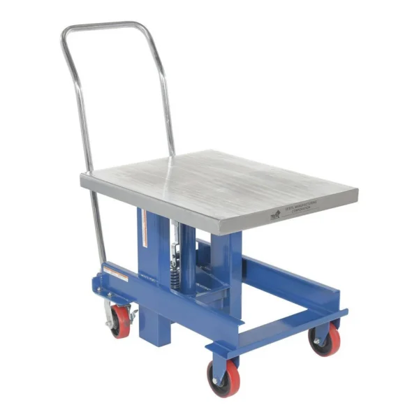 Steel Ergonomic Manual Die Table 24 In. x 30 In. Chrome Platform 2000 Lb. Capacity Blue