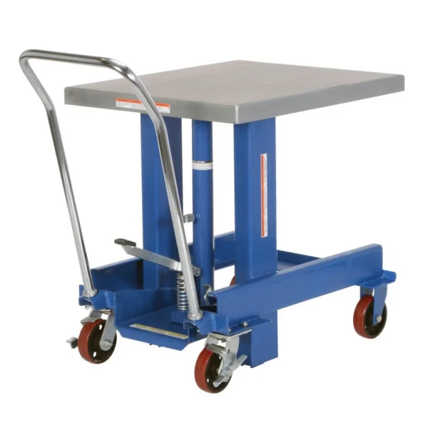 Steel Ergonomic Manual Die Table 24 In. x 30 In. Chrome Platform 2000 Lb. Capacity Blue