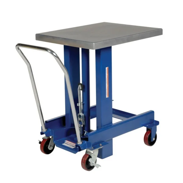 Steel Ergonomic Manual Die Table 24 In. x 30 In. Chrome Platform 2000 Lb. Capacity Blue