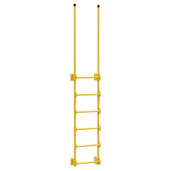 Steel Walk Through Dock Ladder 6 Step 300 Lb. Capacity Yellow