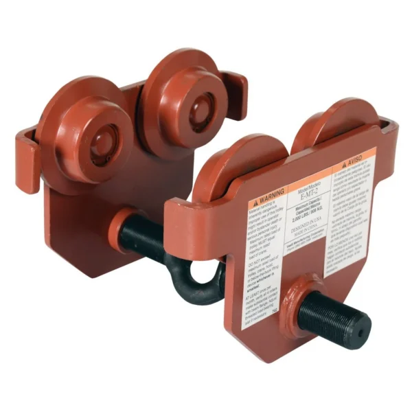 Steel Push Eye Manual Trolley 2000 Lb. Capacity Orange