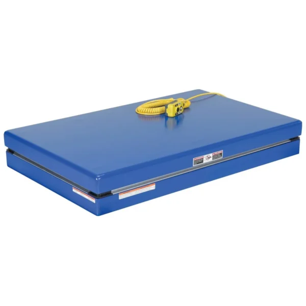 Steel Electric Hydraulic Lift Table 43 In. Height 3000 Lb. Capacity Blue