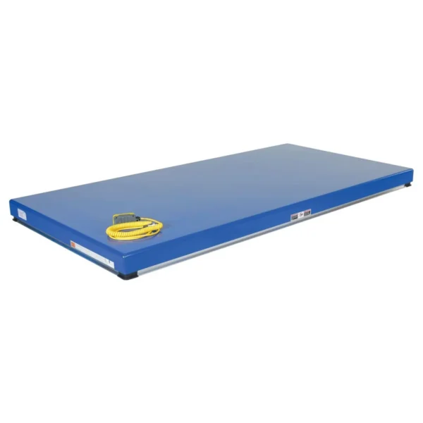 Steel Electric Hydraulic Lift Table 55 In. Height 3000 Lb. Capacity Blue