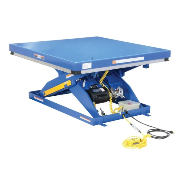 Steel Electric Hydraulic Lift Table 48 In. x 48 In. 5000 Lb. Capacity Blue