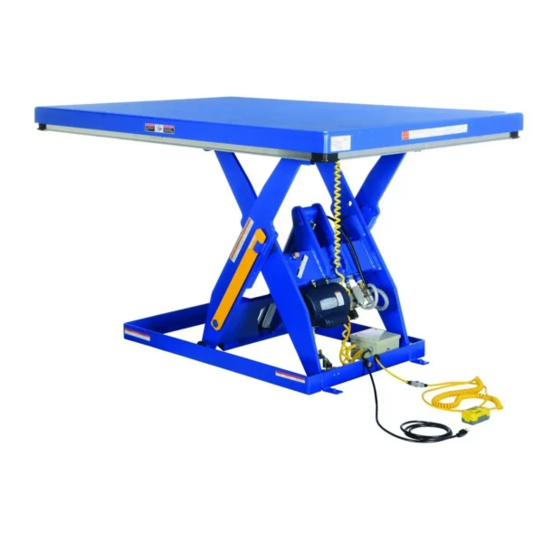Steel Electric Hydraulic Lift Table 48 In. x 72 In. 2000 Lb. Capacity Blue