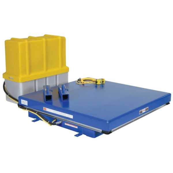 Steel Electric Hydraulic Lift Table 44 In. Height 8000 Lb. Capacity Blue