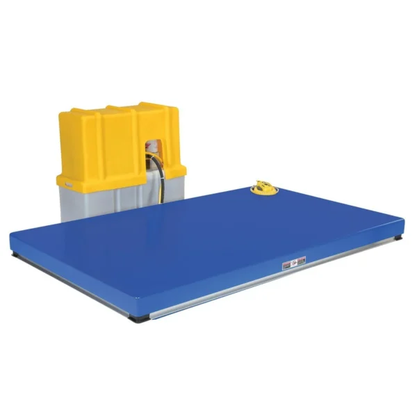 Steel Electric Hydraulic Lift Table 56 In. Height 8000 Lb. Capacity Blue