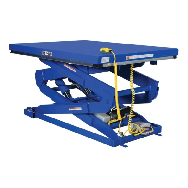 Steel Double Scissor Lift Table 70 In. Height 4000 Lb. Capacity Blue