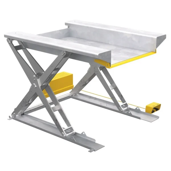 Partially Stainless Steel Ground Lift Scissor Table 44 In. x 70 In. 2000 Lb. Capacity Blue