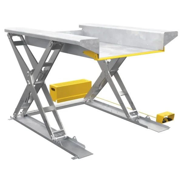 Partially Stainless Steel Ground Lift Scissor Table 44 In. x 70 In. 4000 Lb. Capacity Blue