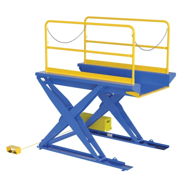 Steel Ground Lift Scissor Table 44 In. x 84 In. 3000 Lb. Capacity Blue