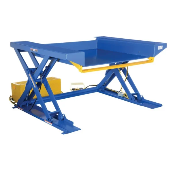 Steel Ground Lift Scissor Table 52 In. x 50 In. 4000 Lb. Capacity Blue