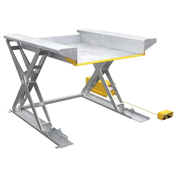 Partially Stainless Steel Ground Lift Scissor Table 52 In. x 70 In. 2000 Lb. Capacity Blue