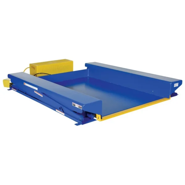 Steel Ground Lift Scissor Table 52 In. x 70 In. 4000 Lb. Capacity Blue