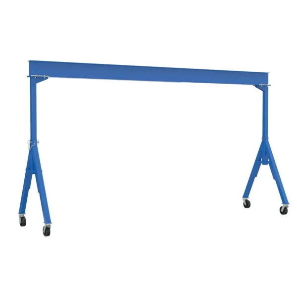 Steel Fixed Gantry Crane with Total Locking Phenolic Casters 10 Ft. 8000 Lb. Capacity Blue