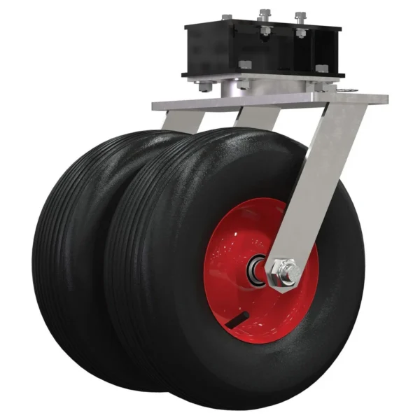 Pneumatic Rubber Dual Tire 15-1/2 In. x 5-7/8| Wheel For Steel Fixed Height Gantry Cranes 1000 Lb. Capacity
