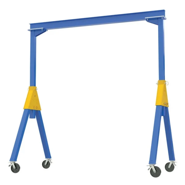 Steel Knockdown Fixed Gantry Crane with Total Locking Glass Filled Nylon Casters 20 Ft. 4000 Lb. Capacity Blue