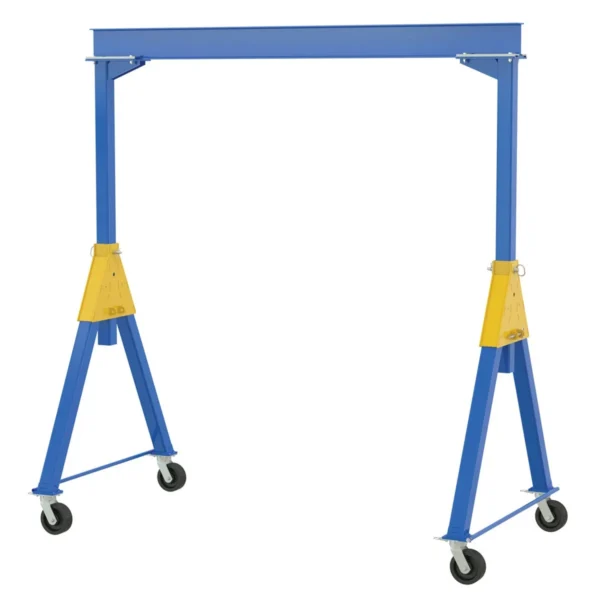 Steel Knockdown Fixed Gantry Crane with Phenolic Casters 10 Ft. 6000 Lb. Capacity Blue