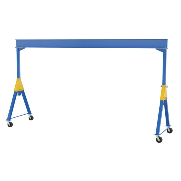 Steel Knockdown Fixed Gantry Crane with Phenolic Casters 20 Ft. 6000 Lb. Capacity Blue