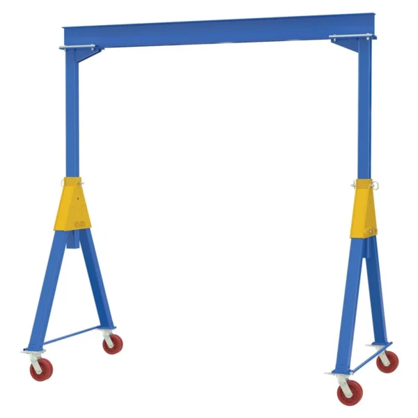 Steel Knockdown Fixed Gantry Crane with V-Groove Cast Iron Casters 20 Ft. 6000 Lb. Capacity Blue