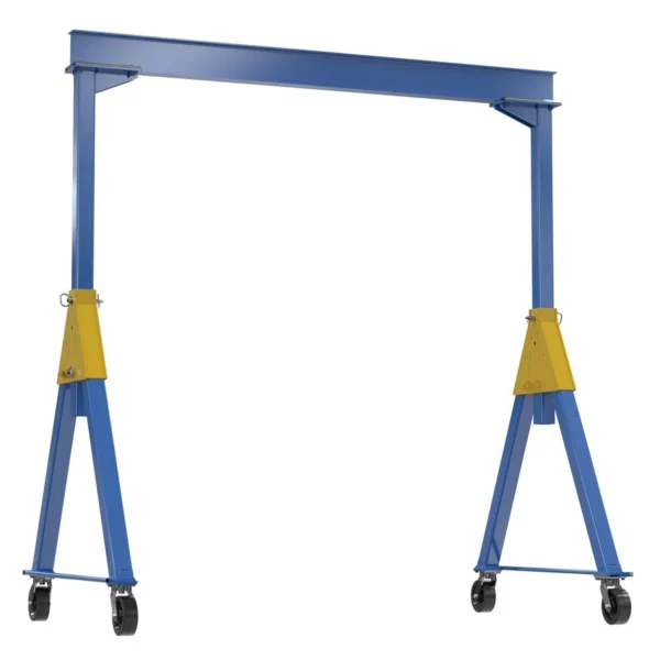 Steel Knockdown Fixed Gantry Crane with Phenolic Casters 10 Ft. 8000 Lb. Capacity Blue