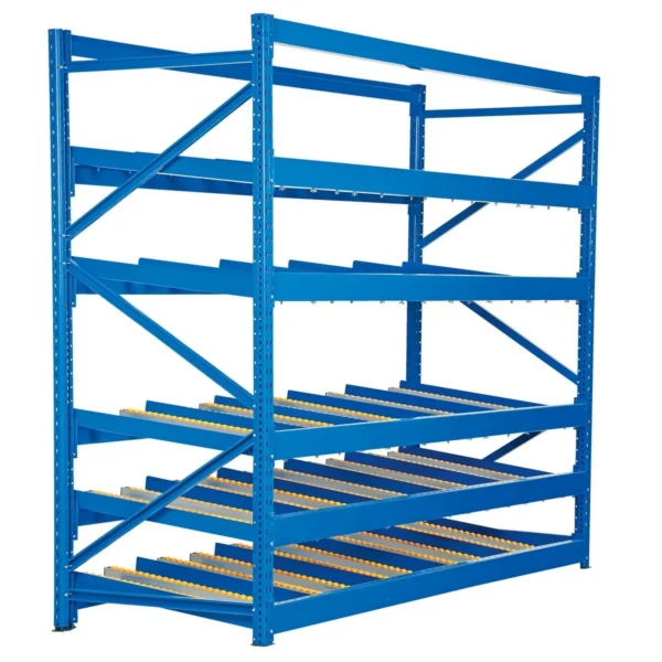 Steel Carton Flow Rack 3 Ft. Length 5 Level 1,000 Lb. Capacity Blue
