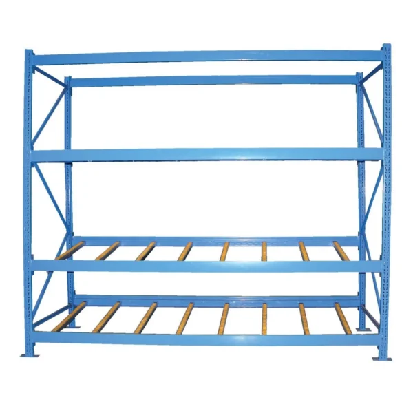 Steel Carton Flow Rack 4 Ft. Length 3 Level 1,000 Lb. Capacity Blue