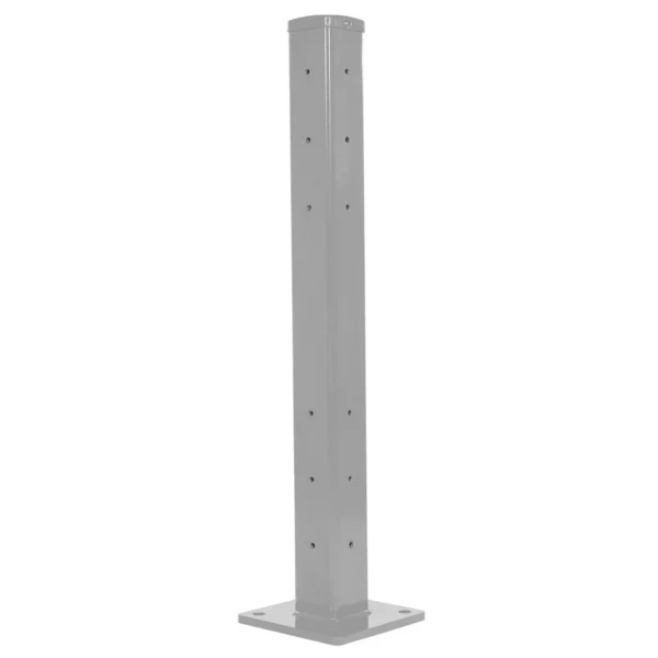 Steel Rigid Tube Post Bolt On Style 42 In. For 2 Ribbed Guard Rails Silver Lining