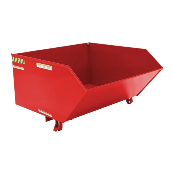 Steel Light Duty Low Profile Self Dumping Hopper 1 Cubic Yard 2000 Lb. Capacity Red