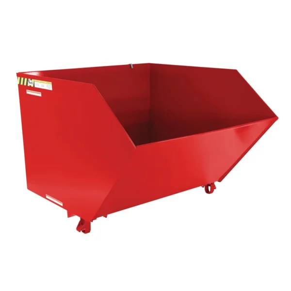 Steel Medium Duty Low Profile Self Dumping Hopper 1-1/2 Cubic Yard 4000 Lb. Capacity Red