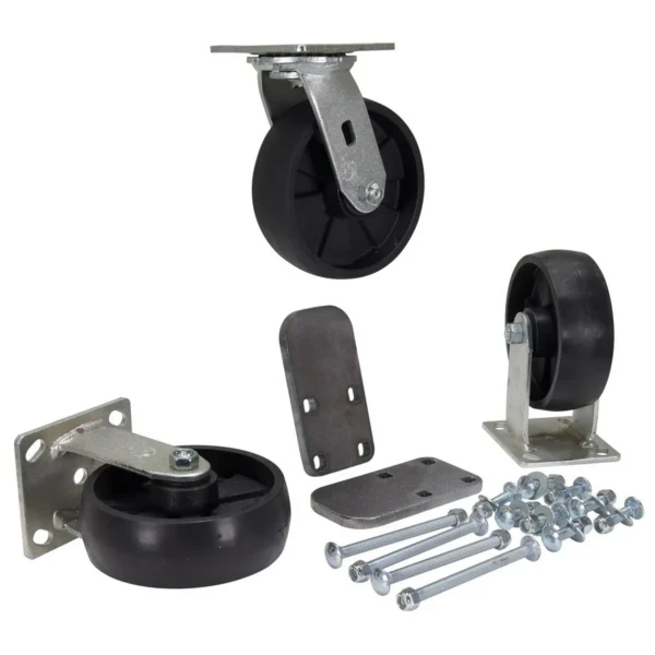 Glass Filled Nylon Caster Kit 6 In. x 2 In. 3,600 Lb. Capacity Black