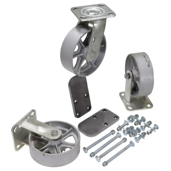 Semi Steel Caster Kit 6 In. x 2 In. 3,600 Lb. Capacity Silver