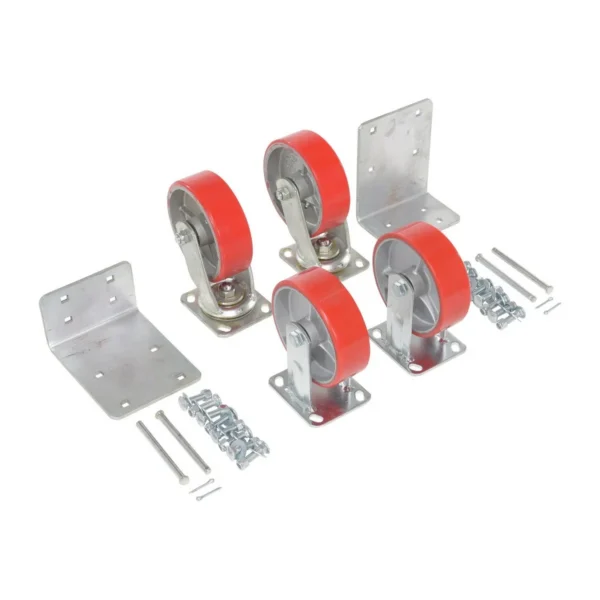 Poly On Steel Caster Kit 6 In. x 2 In. 4,800 Lb. Capacity Red
