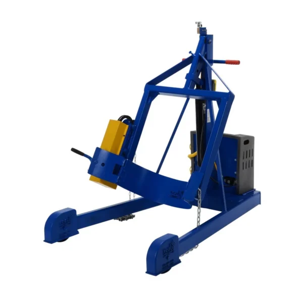 Steel Portable AC Powered Hydraulic Drum Carrier, Rotator and Boom 97-9/16 In. Lift Height 800 Lb. Capacity Blue/Yellow