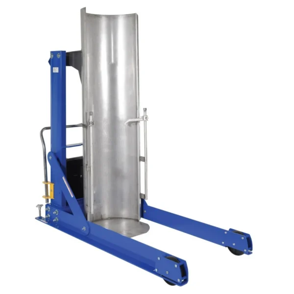 Stainless Steel Portable Hydraulic Drum Dumper 36 In. Dump Height 1,500 Lb. Capacity Blue/Silver