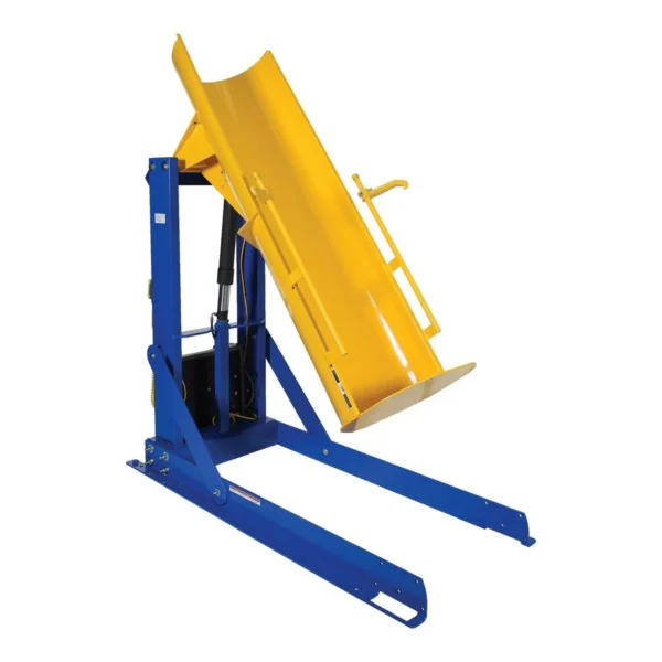 Steel Stationary Hydraulic Drum Dumper 60 In. Dump Height 750 Lb. Capacity Blue/Yellow