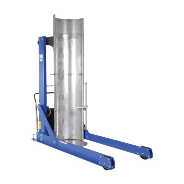 Stainless Steel Portable Hydraulic Drum Dumper 72 In. Dump Height 1,500 Lb. Capacity Blue/Silver