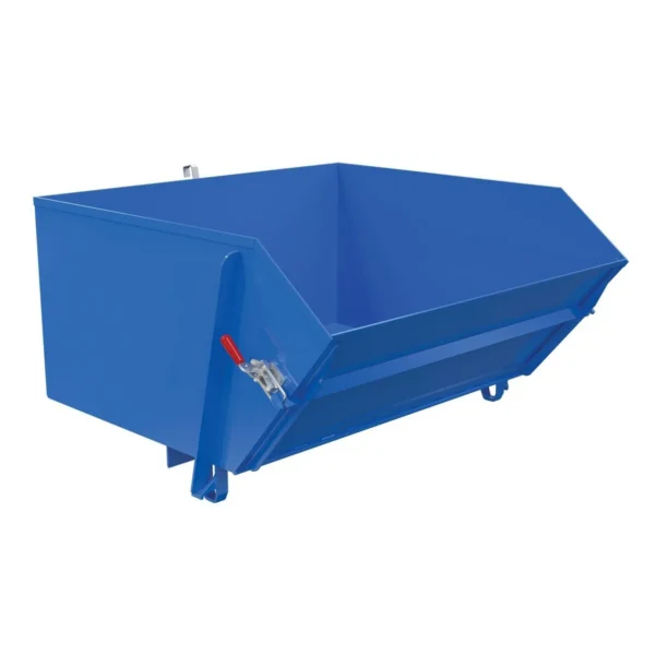 Steel Heavy Duty Self Dumping Hopper with Fold Down Front 1 Cubic Yard 6000 Lb. Capacity Blue