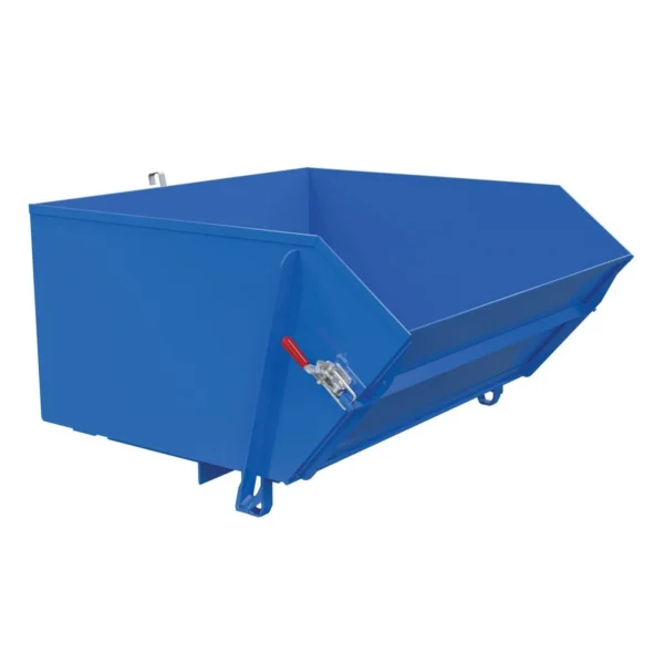 Steel Medium Duty Self Dumping Hopper with Fold Down Front 1 Cubic Yard 4000 Lb. Capacity Blue
