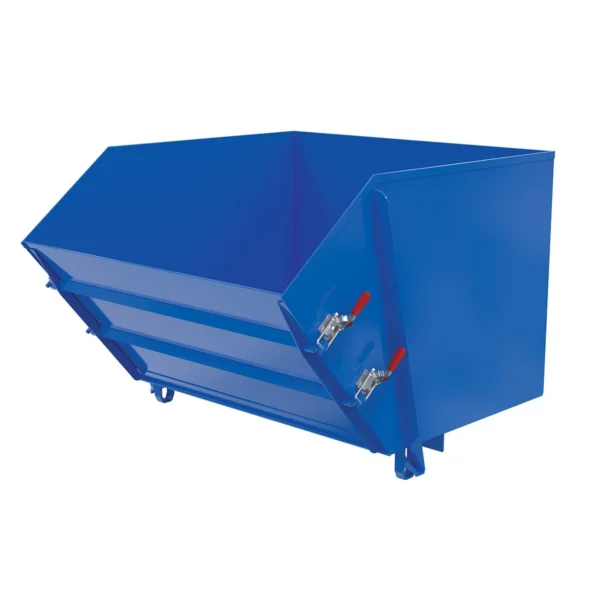 Steel Heavy Duty Self Dumping Hopper with Fold Down Front 1-1/2 Cubic Yard 6000 Lb. Capacity Blue