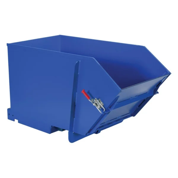 Steel Medium Duty Self Dumping Hopper with Fold Down Front 1/2 Cubic Yard 4000 Lb. Capacity Blue