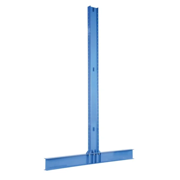 Steel Heavy Duty Double Sided Cantilever Uprights for 42 In. and 48 In. Arms 10 Ft. 28,200 Lb. Capacity Blue