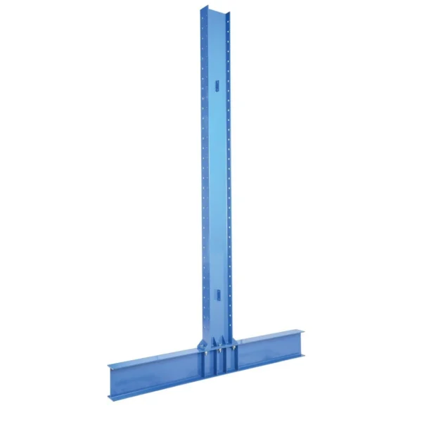 Steel Heavy Duty Double Sided Cantilever Uprights for 30 and 36 In. Arms 12 Ft. 35,600 Lb. Capacity Blue