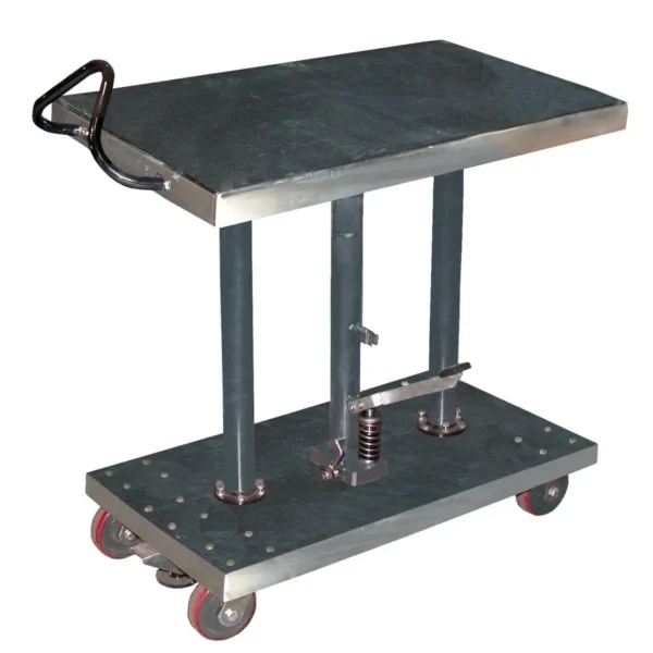 Partially Stainless Steel Hydraulic Post Table 20 In. x 36 In. 1000 Lb. Capacity Silver