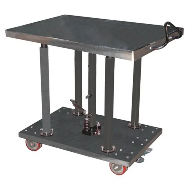 Partially Stainless Steel Hydraulic Post Table 30 In. x 36 In. 2,000 Lb. Capacity Silver