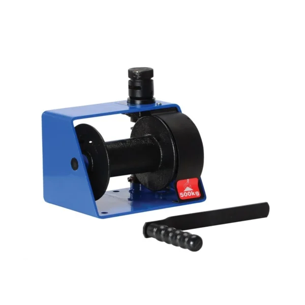 Steel Hand Winch Vertical Handle Worm Gear 1000 Lb. Capacity Blue